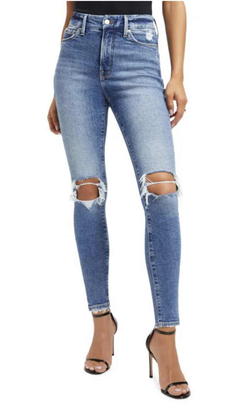 Good American Good Waist High Rise Jeans Distressed 10/30 NEW